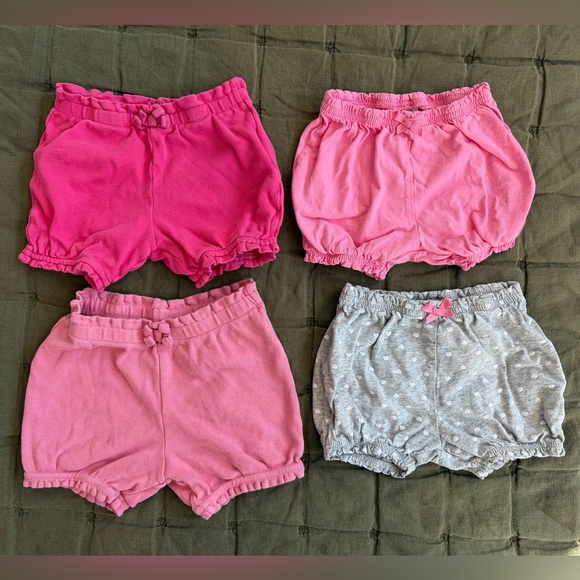 Lot of 7 girls’ cotton bubble shorts, pink and green, 18mo - Picture 2 of 10